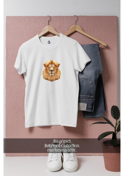 Oversize Aslan Vektörel Tasarımlı Unisex T-Shirt