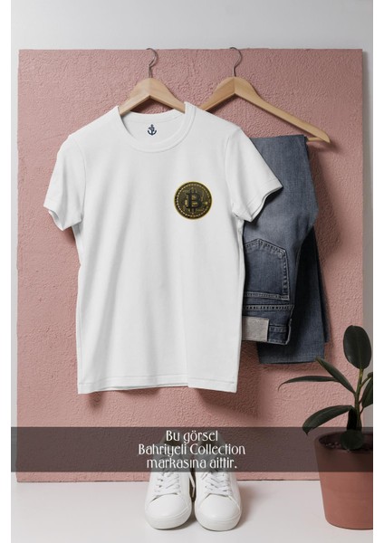 Oversize Bitcoin Cep Tasarımlı Unisex T-Shirt