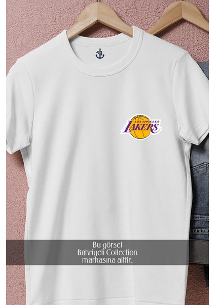 Oversize Los Angeles Lakers Logo Cep Tasarımlı Unisex T-Shirt fiyatları