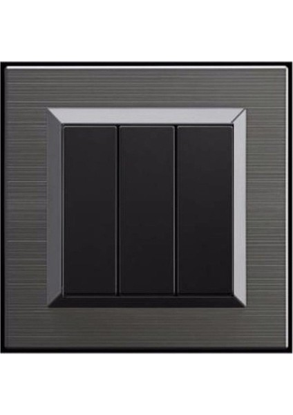 12 Adet Ovivo Quantum Manyetik Gri Üçlü Anahtar + Çerçeve Dahildir