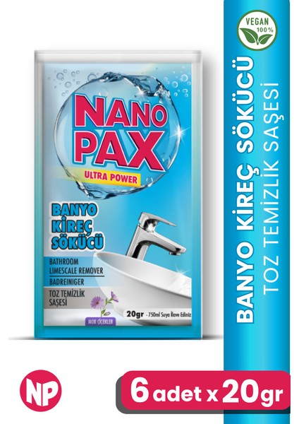 Banyo - Kireç Sökücü Toz Temizlik Saşesi (6 Adet x 20GR)