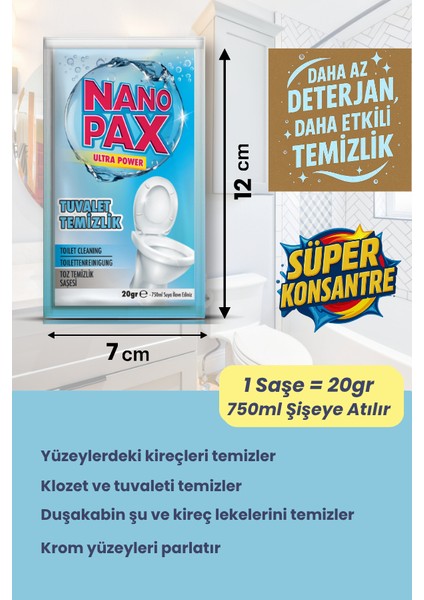Banyo - Kireç Sökücü Toz Temizlik Saşesi (6 Adet x 20GR)