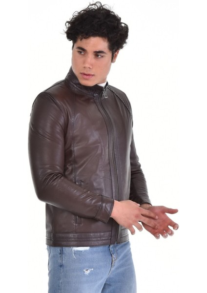 Hakiki Deri Kahverengi Oscar Erkek Deri Ceket modelleri