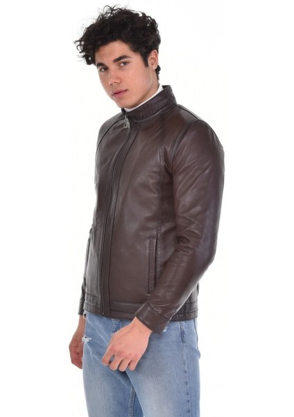 Hakiki Deri Kahverengi Oscar Erkek Deri Ceket fırsatları
