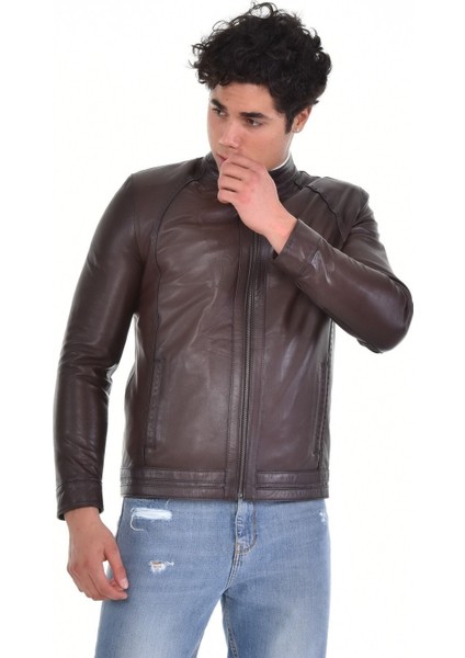 Hakiki Deri Kahverengi Oscar Erkek Deri Ceket indirimleri