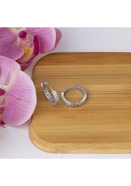 20 mm Çapraz Baget Zirkon Taşlı 925 Gümüş Kadın Halka Küpe modelleri