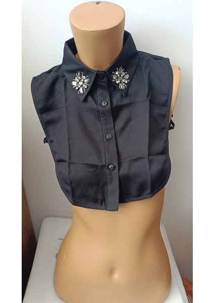 Sahte Gömlek, Yakalık, Kravat Yakalığı, Yarım Gömlek, Vintage Kristal, Dantel Işlemeli Bluz Yaka