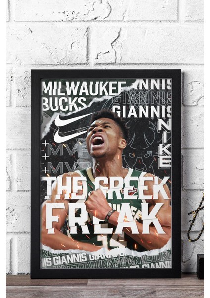 Giannis Antetokounmpo Çerçeveli Tablo - Milwaukee Bucks Nba Posteri Tablo