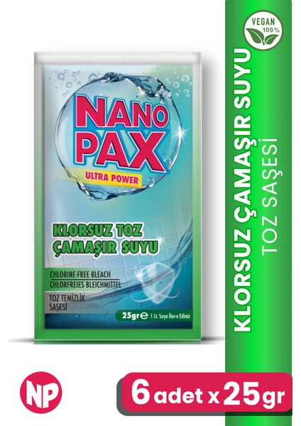 Klorsuz Çamaşır Suyu Toz Temizlik Saşesi (6 Adet x 25GR)