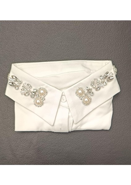 Sahte Gömlek, Yakalık, Kravat Yakalığı, Yarım Gömlek, Vintage Kristal - Dantel Işlemeli Bluz Yaka fırsatları