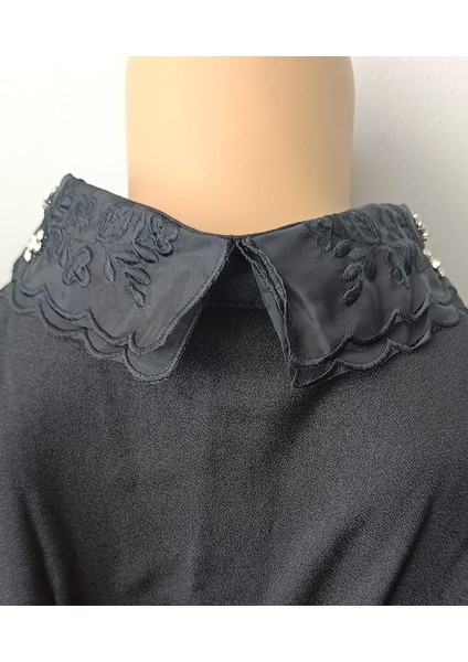 Sahte Gömlek, Yakalık, Kravat Yakalığı, Yarım Gömlek, Vintage Kristal - Dantel Işlemeli Bluz Yaka fiyatları