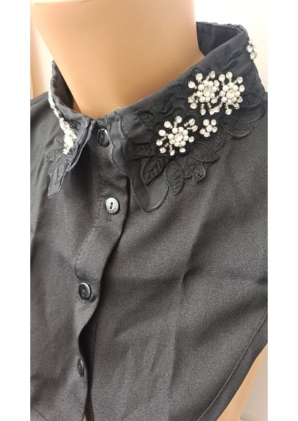 Sahte Gömlek, Yakalık, Kravat Yakalığı, Yarım Gömlek, Vintage Kristal - Dantel Işlemeli Bluz Yaka modelleri