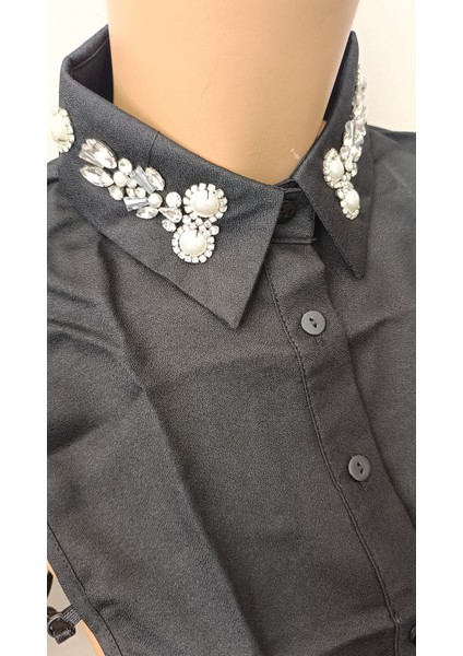 Sahte Gömlek, Yakalık, Kravat Yakalığı, Yarım Gömlek, Vintage Kristal - Dantel Işlemeli Bluz Yaka fiyatları