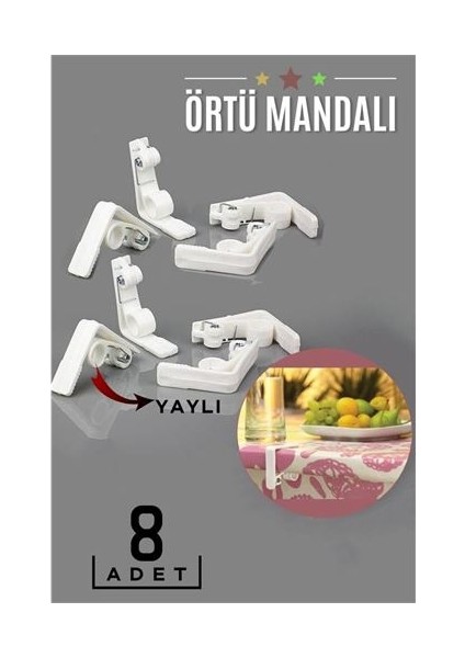 Turk Yaylı Masa Örtüsü Mandalı 8 Adet - AGT3832-3638