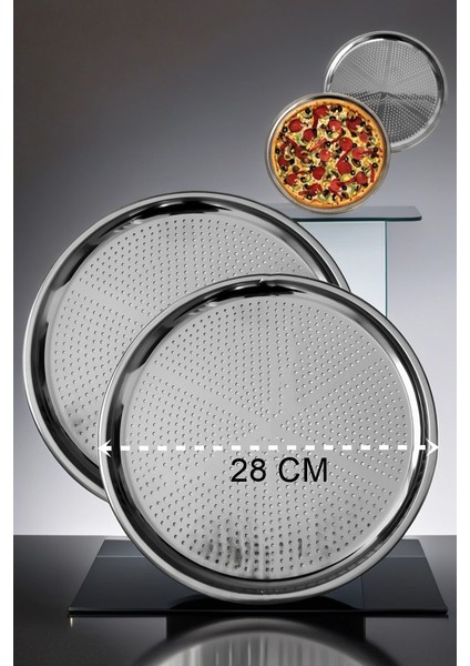 Turk Lahmacun Pizza Pide Pişirme Tepsisi 28 cm 2 Li Set - AGT6602-9805