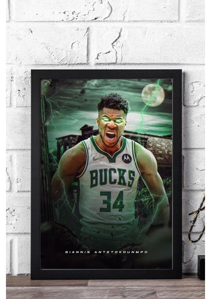 Giannis Antetokounmpo Çerçeveli Tablo - Milwaukee Bucks Nba Posteri Tablo