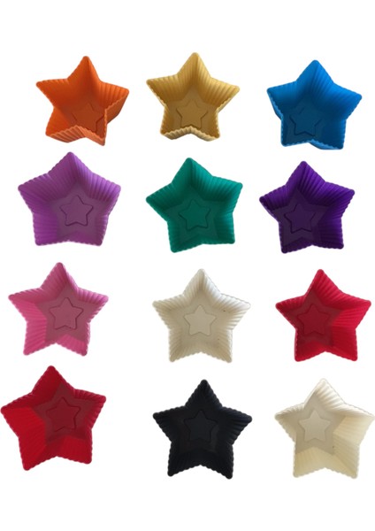 Bybirgül 12 Li Silikon Mini Yıldız Kek Kalıbı ,muffin Kalıbı,cupcake Kalıbı 12 Adet , Airfryer Kullanımına Uygundur .