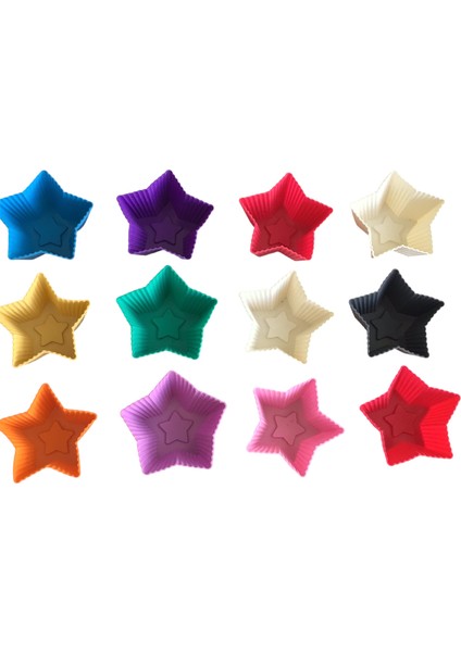 Bybirgül 12 Li Silikon Mini Yıldız Kek Kalıbı ,muffin Kalıbı,cupcake Kalıbı 12 Adet , Airfryer Kullanımına Uygundur . fiyatları