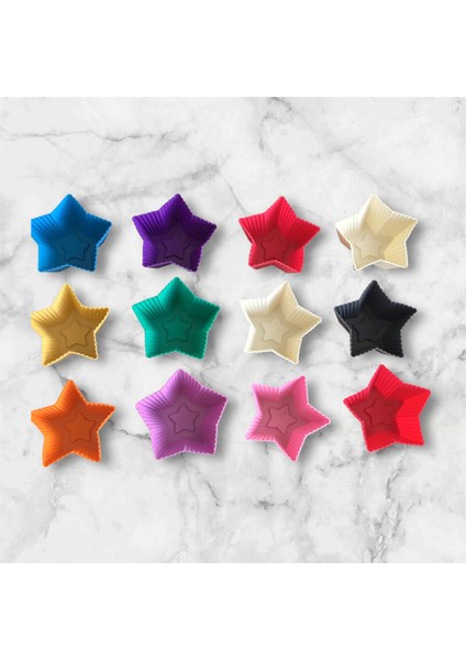 Bybirgül 12 Li Silikon Mini Yıldız Kek Kalıbı ,muffin Kalıbı,cupcake Kalıbı 12 Adet , Airfryer Kullanımına Uygundur . modelleri