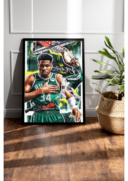 Giannis Antetokounmpo Çerçeveli Tablo - Milwaukee Bucks Nba Posteri Tablo fiyatları
