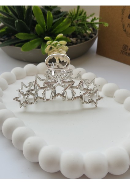 Yıldız Detaylı Gold ve Silver Kadın Metal Mandal Toka(6 Cm) fiyatları