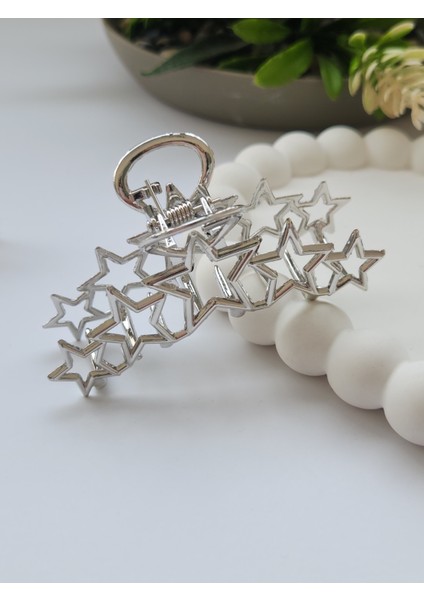 Yıldız Detaylı Gold ve Silver Kadın Metal Mandal Toka(6 Cm) modelleri