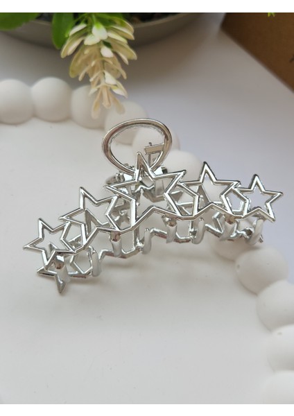 Yıldız Detaylı Gold ve Silver Kadın Metal Mandal Toka(6 Cm) fırsatları