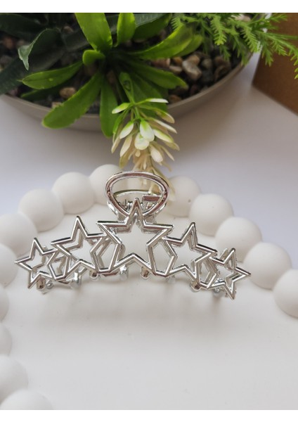 Yıldız Detaylı Gold ve Silver Kadın Metal Mandal Toka(6 Cm) indirimleri