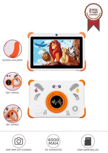 T15 Beyaz 4gb +128 GB Tablet Çocuk Tableti Kılıf Hediyeli