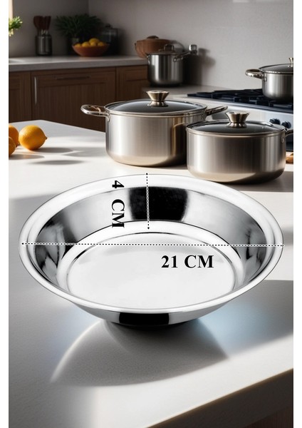 Turk 21 cm 4 Lü Tabak Seti Paslanmaz Çelik B.caprio Design - MBN2709-8503