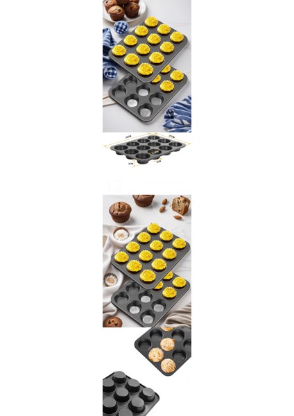 Turk 12 Li Muffin Kalıbı Teflon Çelik 100 Muffin Kağıtlı - MBN9535-9624