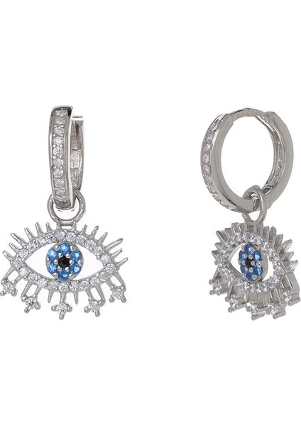 Göz Model Zirkon Taşlı 925 Ayar Gümüş Kadın Küpe
