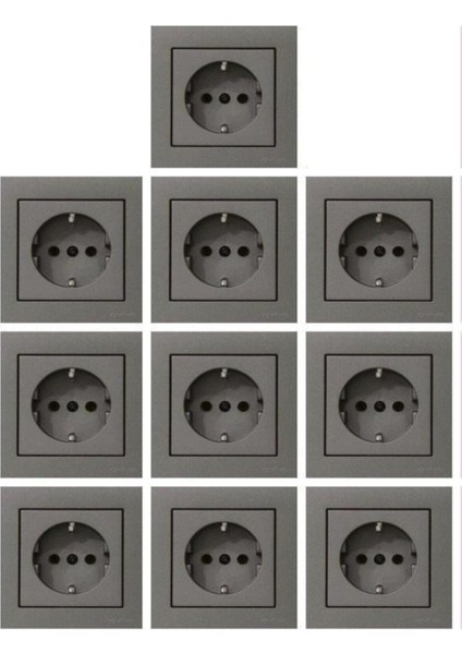 Grano Antrasit Topraklı Priz 10'lu Paket