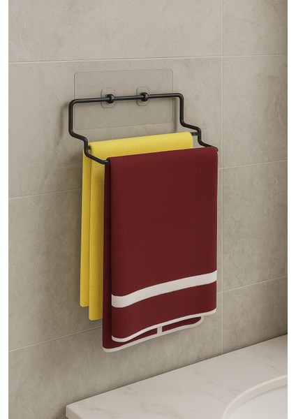 Yapışkanlı Havluluk Havlu Askısı Metal Havlu Tutacağı Banyo Mutfak Havluluğu Lüks Tasarım