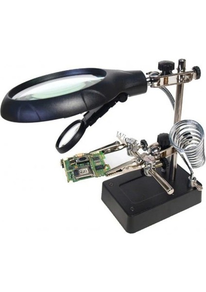 Masa Üstü Mandallı 2.5X90MM 7.5X34MM Mercekli Adaptörlu Işıklı Büyüteç - ISL8697-3549 indirimleri