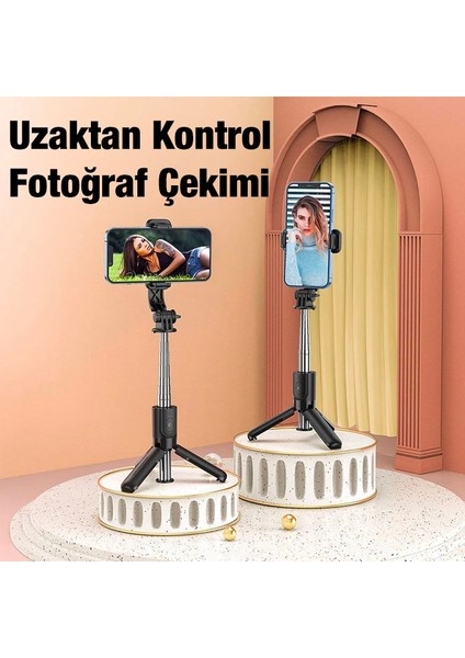 Hoco K17 Bluetooth Uzaktan Kontrol Selfie Çubuğu Tripod Mini Canlı Yayın Standı - ISL9128-3263