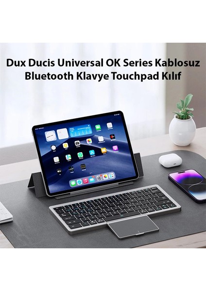 Universal Ok Series Kablosuz Bluetooth Klavye Touchpad KILIF-(5775) - ISL2194-9967