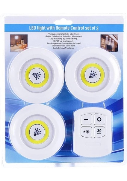 Üçlü Kumandalı Pilli Dokunmatik Portatif Cob LED Işık Aydınlatma (4767) - ISL3552-7281