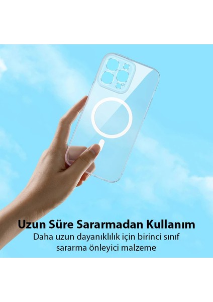 Baseus Crystal iPhone 14 Pro Max 6.7 Magsafe Silikon Kılıf + Tempered Ekran Koruyu - ISL3996-3934