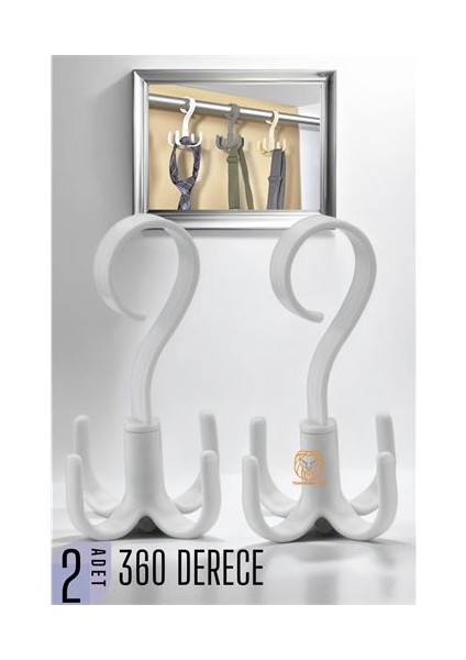 Turk Dolap Içi Askı 360D Dönerli Beyaz 2 Adet - CDY8712-3049