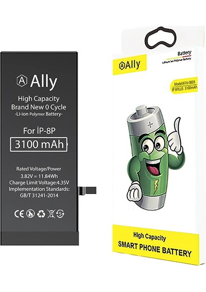 Ally iPhone 8 Plus 3100 Mah Yüksek Kapasiteli Pil BATARYA-(5775) - ISL1218-6639