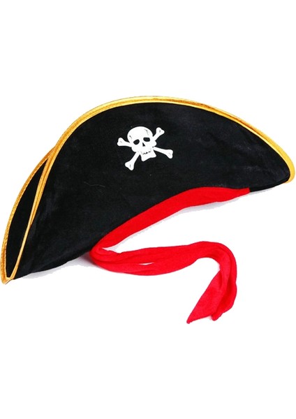 Yetişkin Boy Kadife Jack Sparrow Denizci Kaptan Jack Korsan Şapkası 50X20 cm - CDY3919-7347
