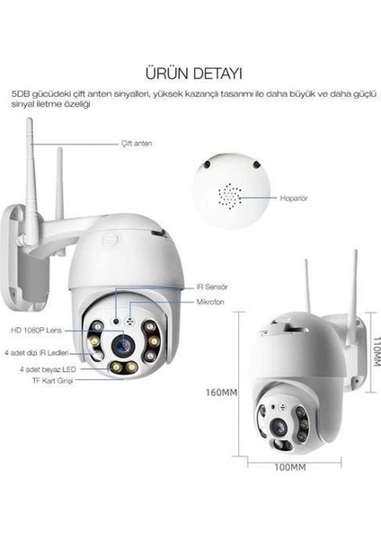 20 Mp Hd Lens Iç Dış Mekan Suya Danıklı Ip Wifi Network Güvenlik Kamerası Wifi Kamera
