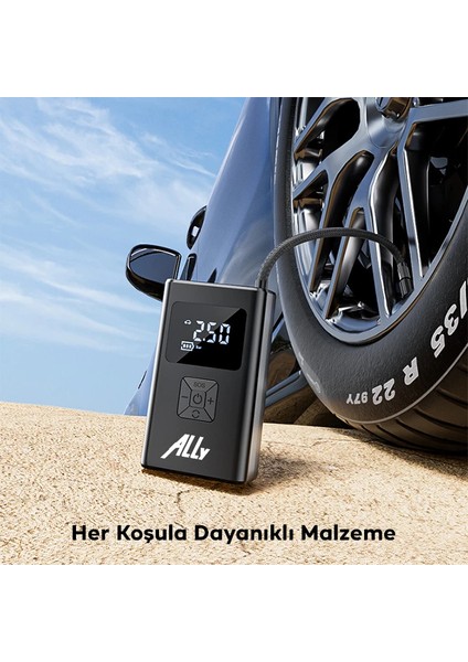 Ally ST-5522 Şarjlı Lastik Şişirme Hava Kompresör Pompası 12V LED Işıklı-( - ISL2008-1928