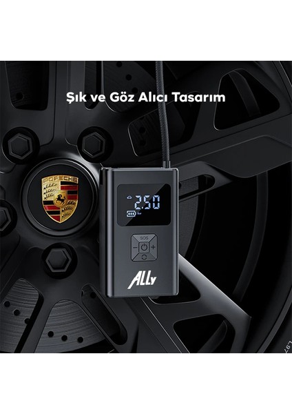 Ally ST-5522 Şarjlı Lastik Şişirme Hava Kompresör Pompası 12V LED Işıklı-( - ISL2008-1928