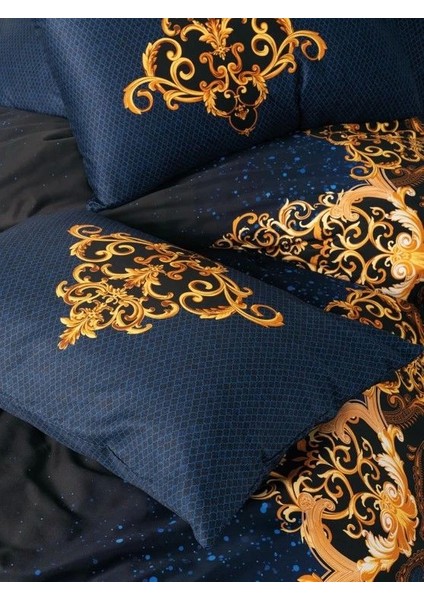 Cotton Box Palace Saten Çift Kişilik Nevresim Takımı Tutsu Lacivert