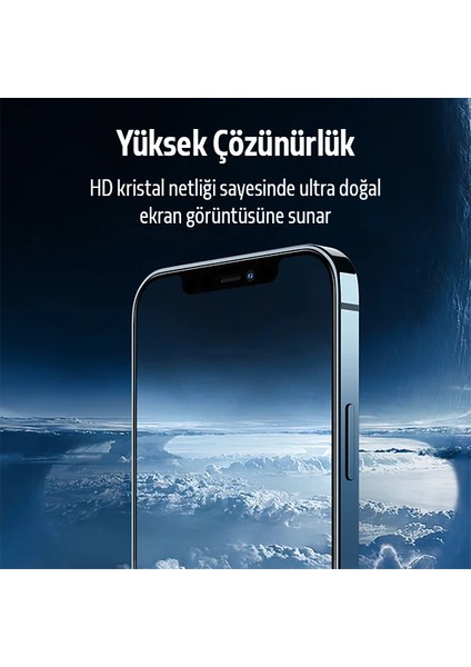 Iphone 12 Pro Max 2in1 Full Glue Tempered Cam Ekran Koruyucu +Kamera Lens SET-(577 - ISL5257-7240