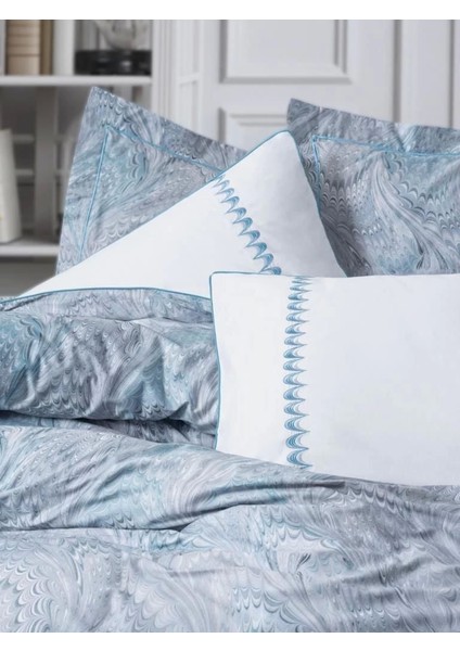 Cotton Box Çift Kişilik Elit Saten Nevresim Takımı Stilla Mavi
