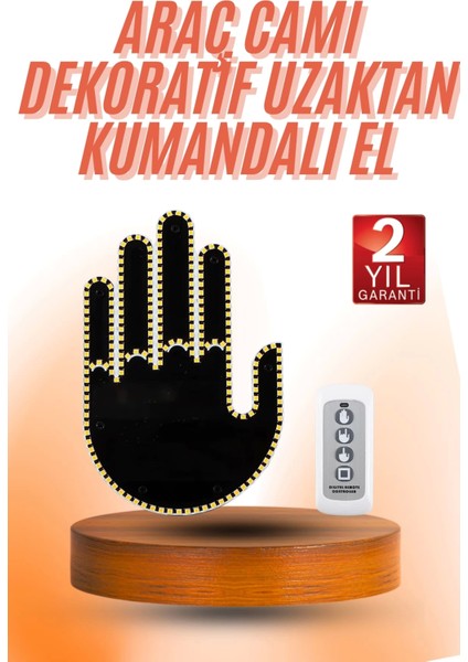 Kumandalı El LED Araba Içi 4 Farklı Mod El Orta Parmak LED