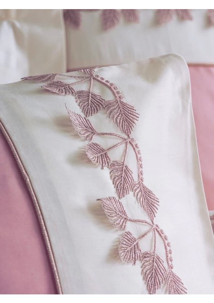 Cotton Box Brode Nakışlı Çift Kişilik Saten Nevresim Takımı Niobe Pembe